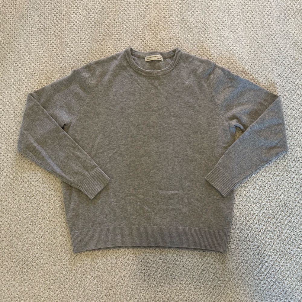 Holderness Bourne Sweater Mens L Merino Wool Cashmere grey Tripoli CC